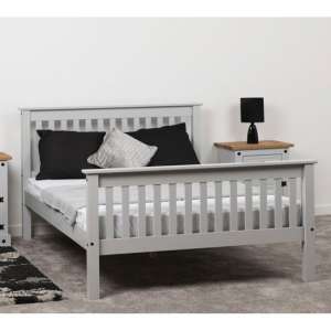 Merlin Wooden High Foot End Double Bed In Grey