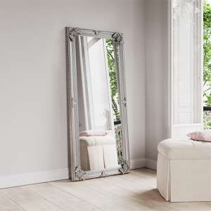 Moncton Large Leaner Chevel Dressing Mirror In Silver Frame