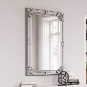 Moncton Large Rectangular Bedroom Mirror In Silver Frame
