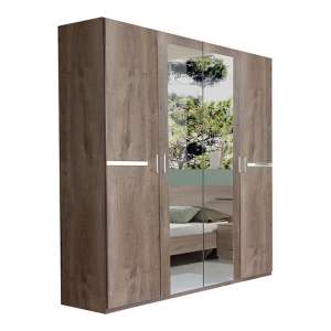 Monoceros Wooden Wardrobe In Muddy Oak With 2 Mirrors