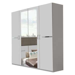 Monoceros Wooden Wardrobe In White With 2 Mirrors