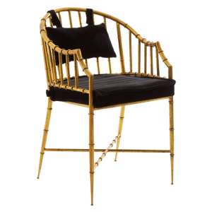 Monora Black Fabric Seat Armchair With Gold Frame