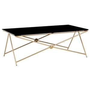 Monora Black Glass Coffee Table With Gold Metal Legs