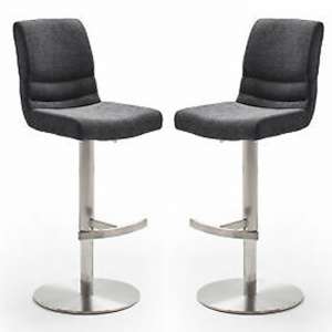 Montera Anthracite Gas Lift Bar Stool With Steel Base In Pair