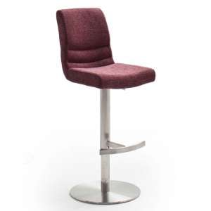 Montera Gas Lift Bar Stool In Merlot With Stainless Steel Base