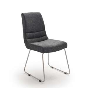 Montera Fabric Skid Dining Chair In Anthracite