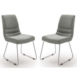 Montera Grey Fabric Skid Dining Chairs In Pair