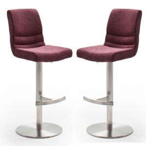 Montera Merlot Gas Lift Bar Stool With Steel Base In Pair