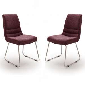 Montera Merlot Fabric Skid Dining Chairs In Pair