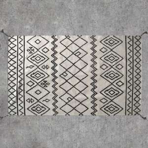 Montez Rectangular Fabric Rug In Black And White