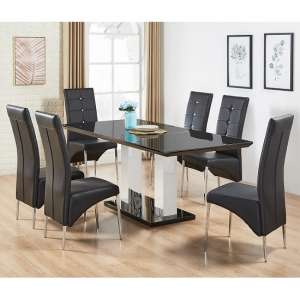 Monton Black Glass Extendable Dining Table And 6 Dining Chairs