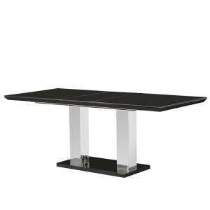 Monton Small Extending Glass High Gloss Dining Table In Black