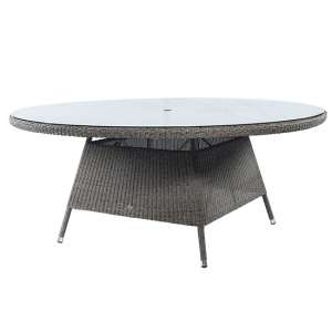 Monx Outdoor 1800mm Glass Top Dining Table In Mid Grey