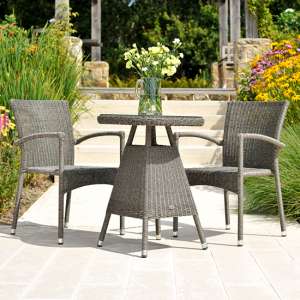Monx 600mm Glass Bistro Table With 2 Chairs In Charcoal Grey