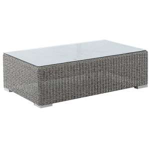 Monx Outdoor Glass Top Coffee Table In Mid Grey