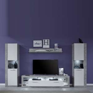 Monza Living Room Set 2 In Grey Gloss White Fronts With LED