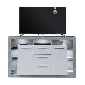 Monza Wooden Tv Sideboard In Grey And White With LED Lighting