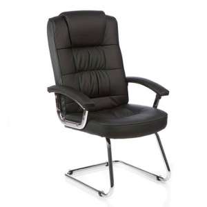 Moore Leather Deluxe Visitor Chair In Black With Arms