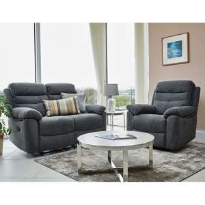 Moorgate Fabric Recliner 2 Seater And 1 Seater Sofa In Nickel
