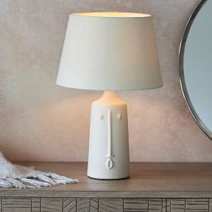 Mopti Ivory Linen Shade Table Lamp With White Ceramic Base