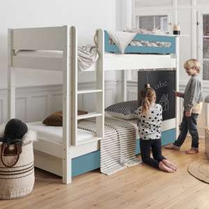 Morden Kids Bunk Bed With Safety Rail And Drawers In Petroleum