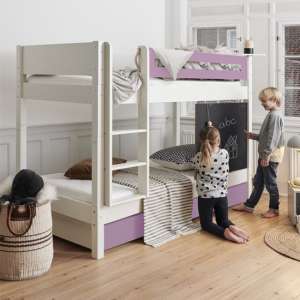 Morden Kids Wooden Bunk Bed With Safety Rail In Dusty Rose