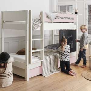 Morden Kids Wooden Bunk Bed With Safety Rail In Light Rose