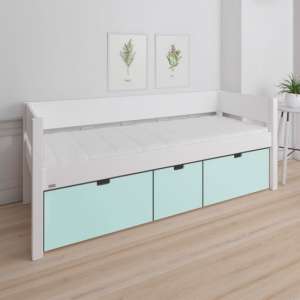 Morden Kids Wooden Day Bed With 3 Drawers In Azur Mint