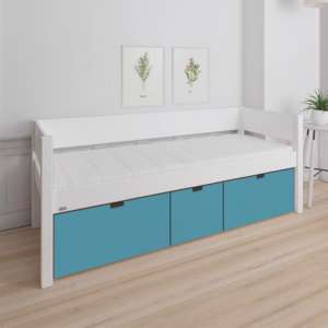 Morden Kids Wooden Day Bed With 3 Drawers In Petroleum