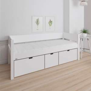 Morden Kids Wooden Day Bed With 3 Drawers In Snow White