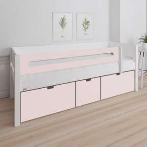 Morden Kids Day Bed With Saftey Rail 3 Drawers In Light Rose