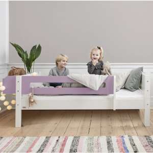 Morden Kids Wooden Day Bed In White And Dusty Rose Saftey Rail