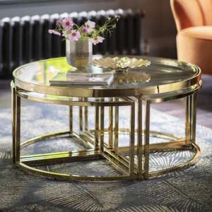 Moresco Glass Coffee Table In Gold