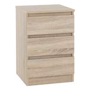 Mcgowan Wooden Bedside Cabinet In Sonoma Oak With 3 Drawers