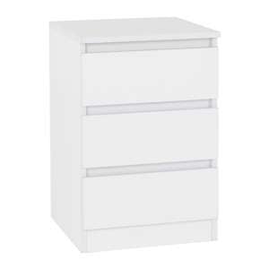 Mcgowan Wooden Bedside Cabinet In White With 3 Drawers