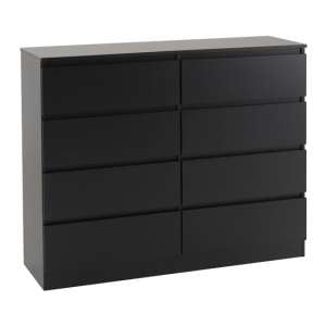 Mcgowan Wooden Chest Of Drawers In Black With 8 Drawers