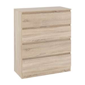 Mcgowan Wooden Chest Of Drawers In Sonoma Oak With 4 Drawers