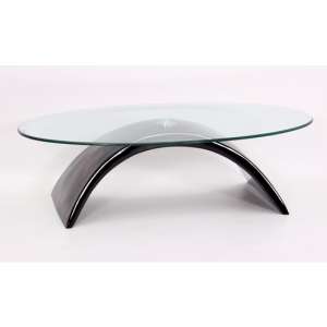 Malisha Fibre Glass Glass Coffee Table In Black High Gloss