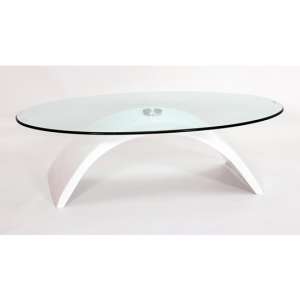 Malisha Fibre Glass Glass Coffee Table In White High Gloss