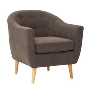 Morrill Woven Fabric Accent Chair In Graphite With Oak Legs