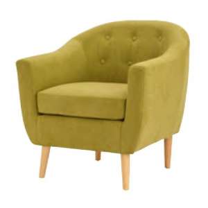 Morrill Woven Fabric Accent Chair In Olive With Oak Legs