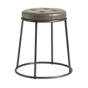 Mortan Industrial Silver Faux Leather Low Stool With Raw Frame