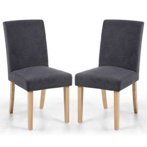 Maceio Dark Grey Linen Fabric Dining Chairs In Pair