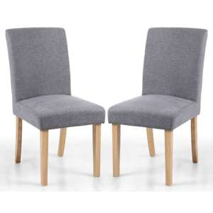 Maceio Light Grey Linen Fabric Dining Chairs In Pair