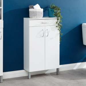 Matlock 2 Doors 1 Drawer Bathroom Cabinet In White High Gloss