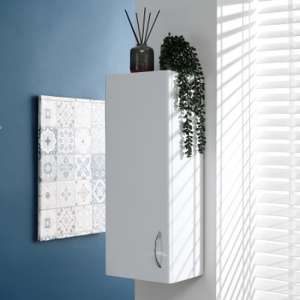 Matlock Wall Hung 1 Door Bathroom Cabinet In White High Gloss
