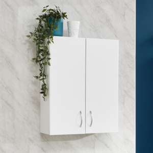 Matlock Wall Hung 2 Doors Bathroom Cabinet In White High Gloss