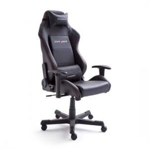 Motocross Office Chair In Black Faux Leather With Castors