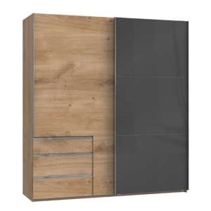 Moyd Mirrored Sliding Wardrobe In Grey And Planked Oak