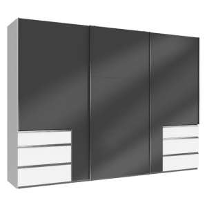 Moyd Wooden Sliding Wardrobe In Grey And White 3 Doors